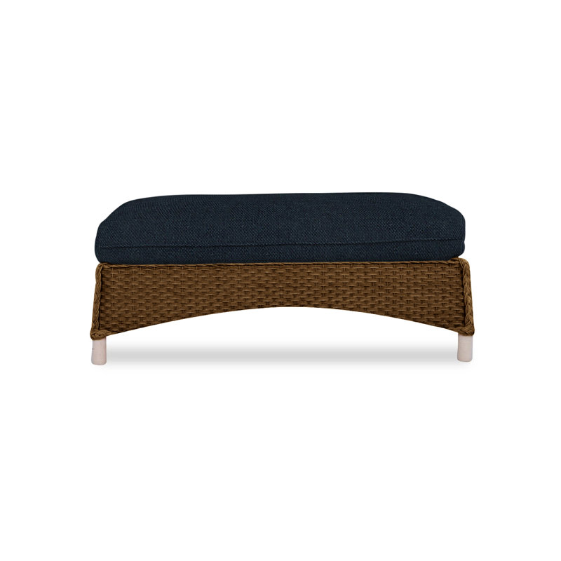 Mandalay Outdoor Ottoman, Sandberg Navy, Hickory