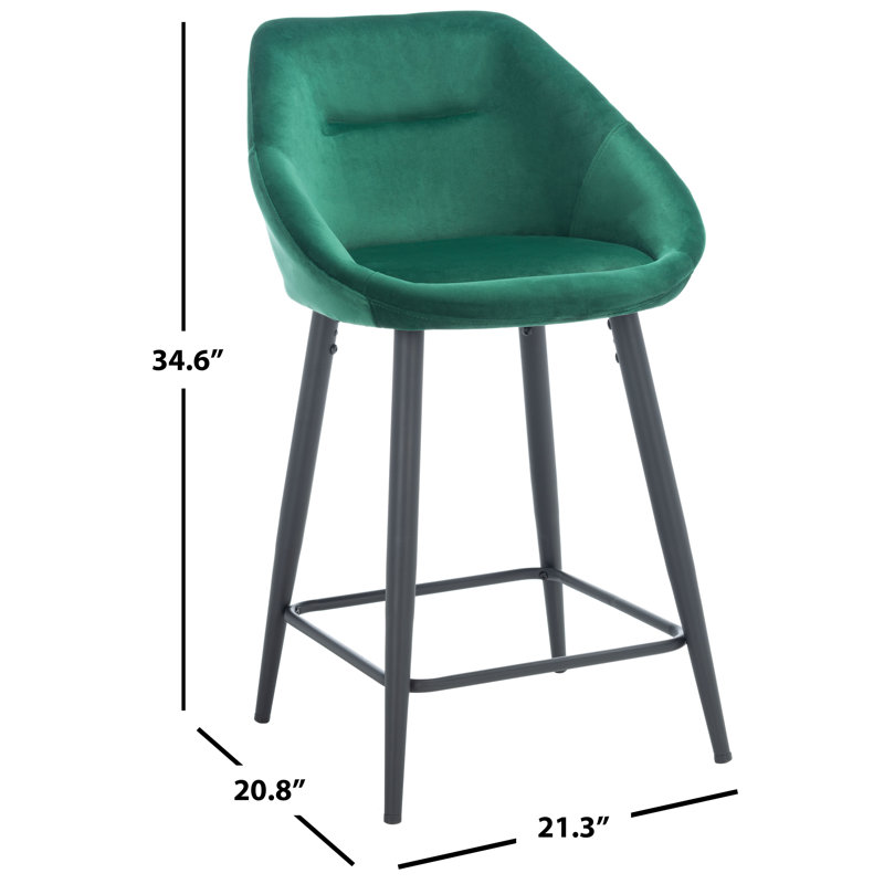 Hallatrow Upholstered Counter Stool with Metal Frame, Emerald