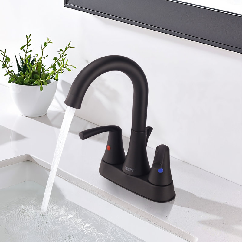 Centerset 2-Handle Bathroom Sink Faucet With Drain Assembly, Matte Black