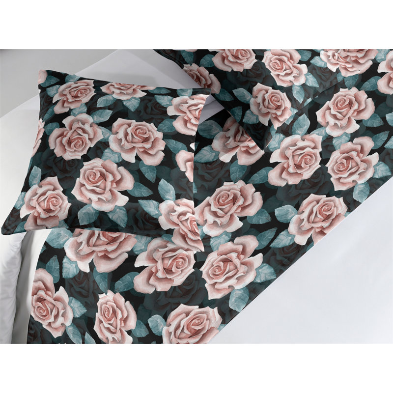 Ensemble de chemin de lit à motif floral Ambesonne Night Forest Rose Blossoms, Roi