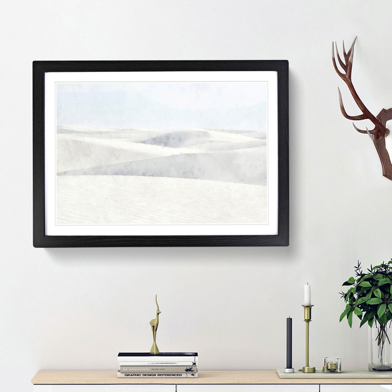 White Sands in New Mexico - Picture Frame Painting Print, 45cm H x 63cm W x 2cm D, Black Framed