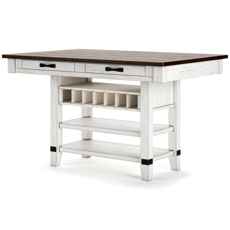 Reclaimed Pine and White Rectangular Counter Height Dining Table