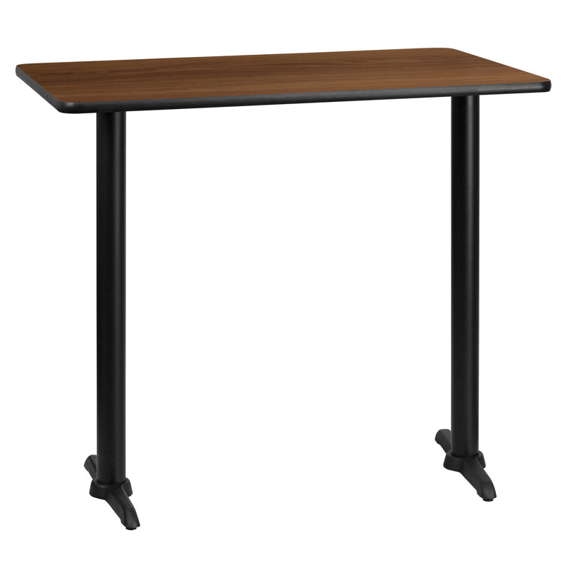 Jarreth 30'' x 42'' Rectangular Laminate Table Top with 5'' x 22'' Table Height Bases, 43.12" H x 48" W x 30" D, Walnut