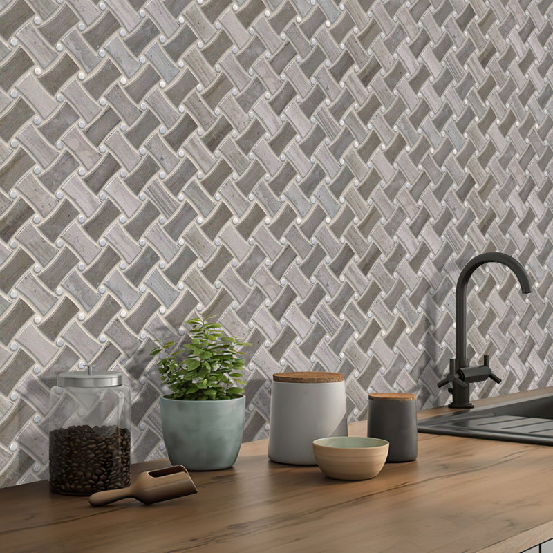11" x 11" Wood Basketweave Mosaic Wall & Floor Tile