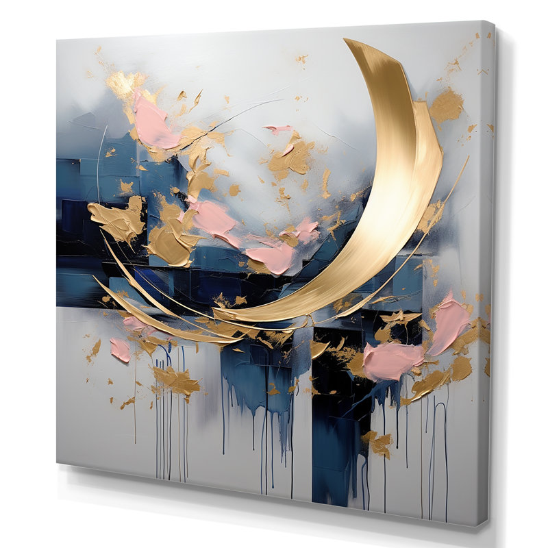Reproduction d'art mural doré doré abstrait tourbillons de sérénité IV, Toile tendue, H 36 po x l 36 po x P 1,5 po