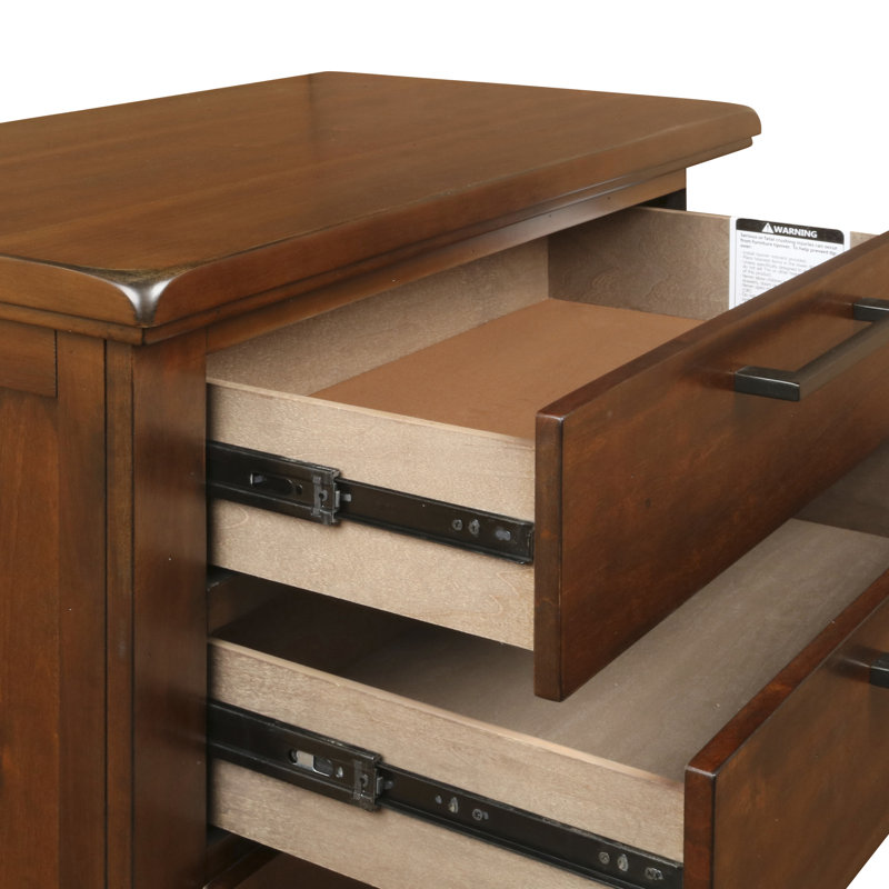 Ensemble de chambre à coucher en bois 3 pièces avec commode Cagney, Brun
