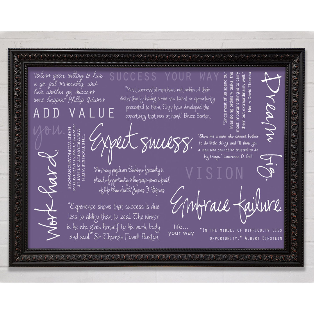 Work Hard Dream Big Expect Success Lime Green - Single Picture Frame Art Prints