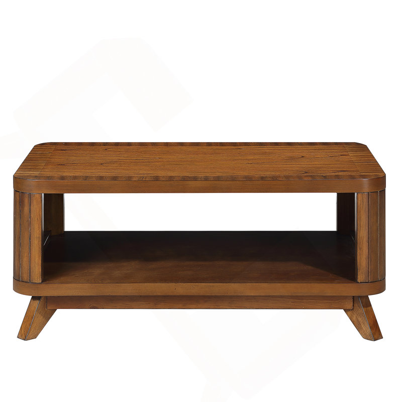 Table basse rectangulaire en bois pour le salon, table basse de 41,5 pouces avec pieds en bois massif, Noyer