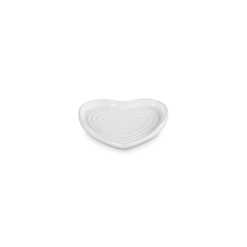 Le Creuset Stoneware Heart Spoon Rest 5 In Cerise, White