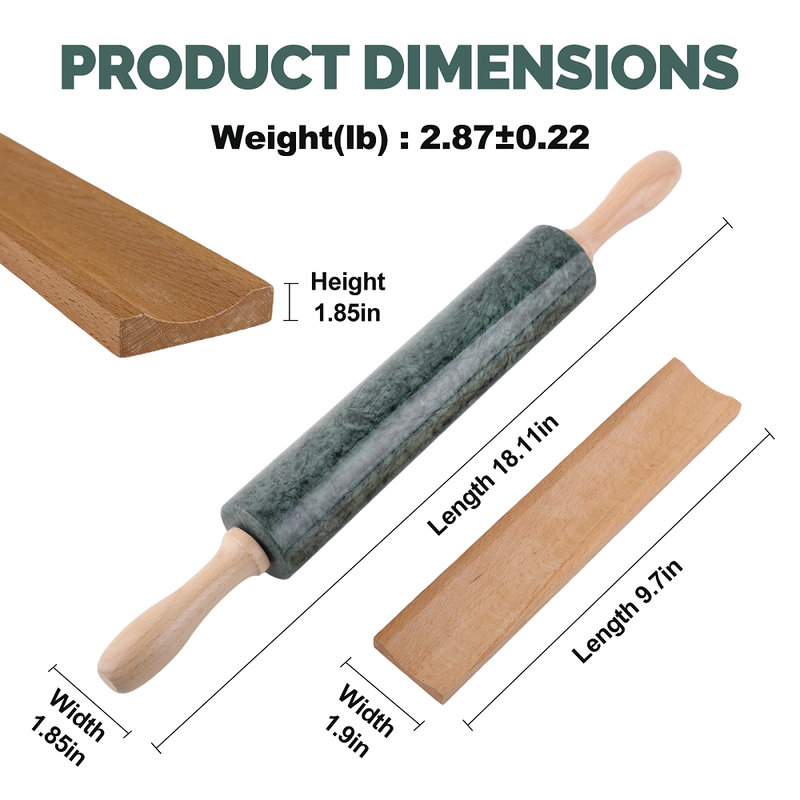 Marble Rolling Pin Set,Indian Green