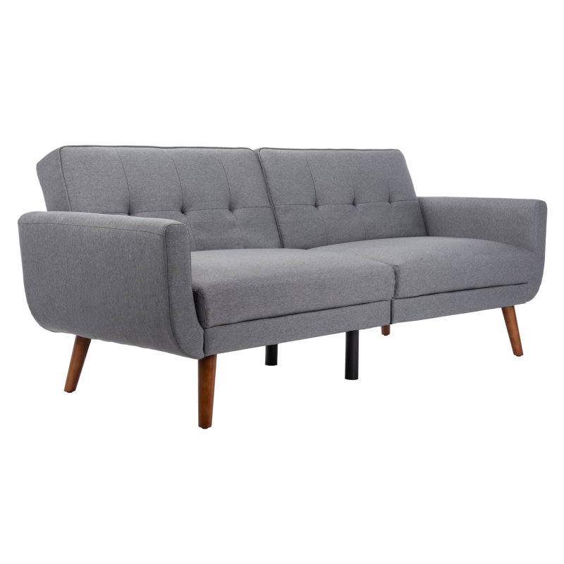 Futton Twin 82.3'' Upholstered Convertible Sofa, Stone, Linen