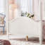 Lit plateforme en forme de couronne, taille standard, cadre de lit à baldaquin en bois avec tête de lit incurvée, beige