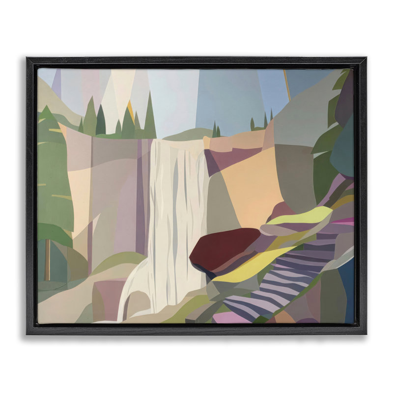 Cadre flottant Yosemite & Mist Trail, design par Melba Browne, Cadre flottant noir de jais, H 17 po x l 21 po
