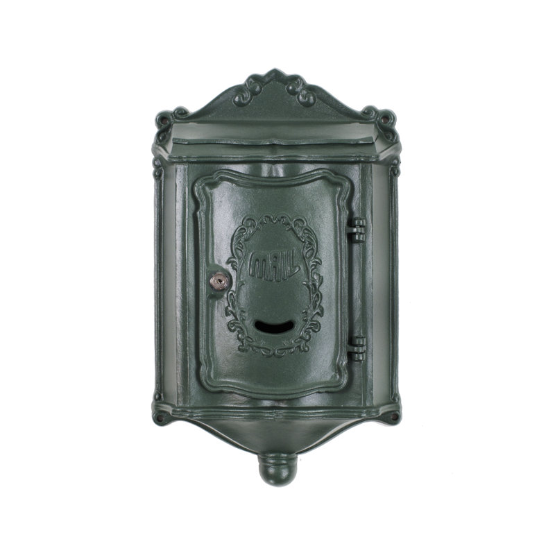 Aluminum Wall Mounted Mailbox, Textured Green
