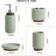 Green Ceramic Bathroom Accessory Set (4-Piece) - Toothbrush Holder, Soap Dispenser, Dish, Tumbler
