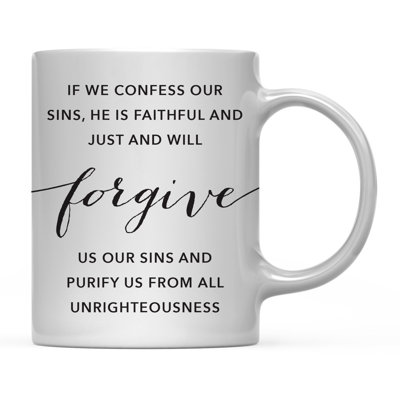 Bible moderne chrétienne noire versets 11 oz. Cadeau de tasse à café, 1 Jean 1: 9: Si nous confessons nos fautes, il est fidèle et juste et nous pardonnera nos fautes et nous purifiera de toute iniquité., 1 paquet