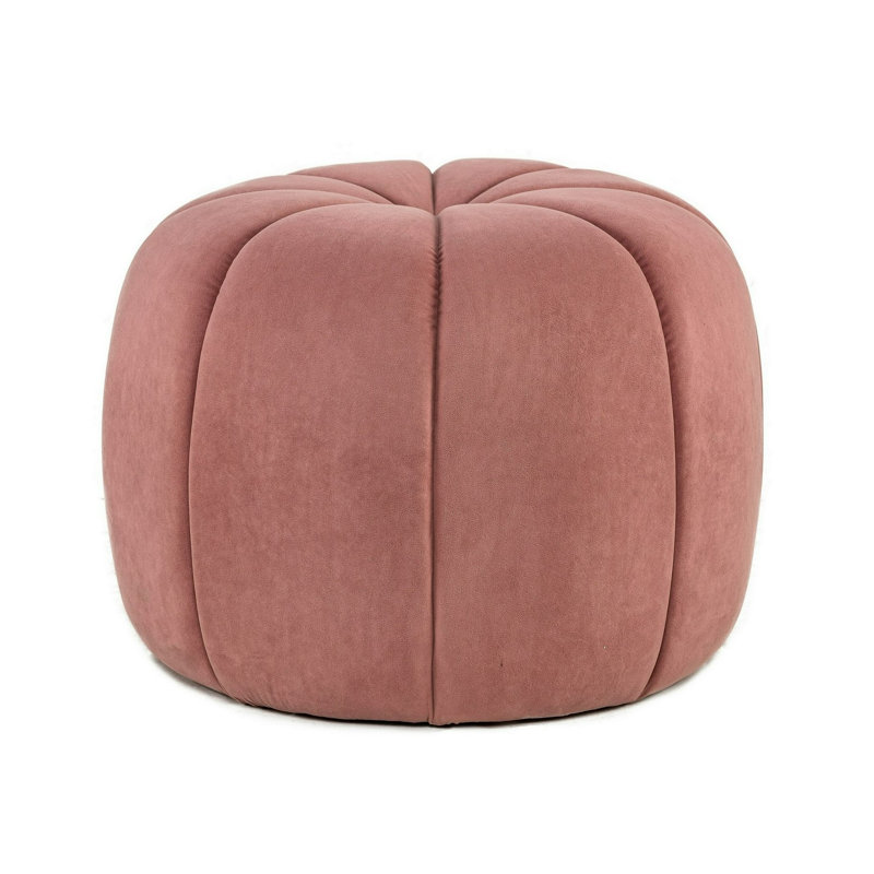 Brumfield with Stripes Pouf, Pink Velvet