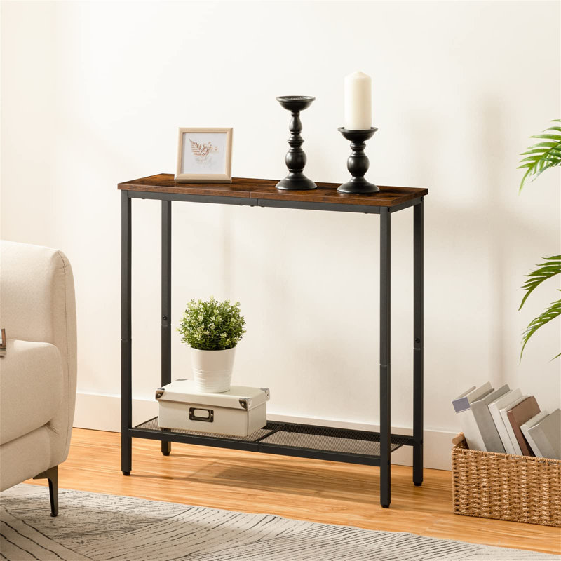 Patric Rustic Slim Wooden 75cm Console Table Entryway Hallway Living Room, Brown