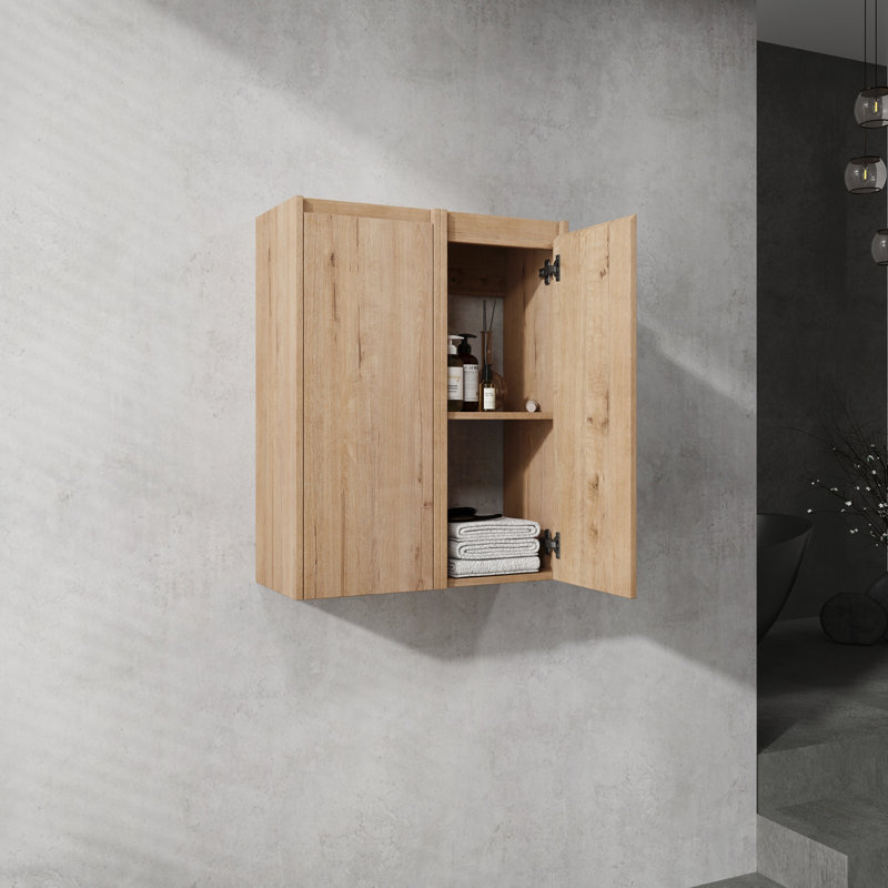 Armoire murale de salle de bain 12 po, 2 portes à fermeture douce, conception flottante (12 x 2 KD), Brun