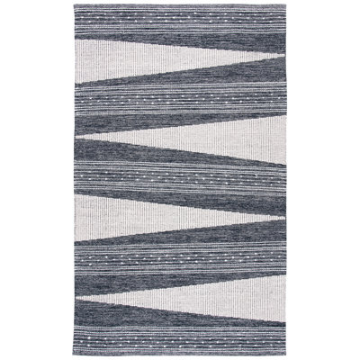 Tapis noir en coton / laine Seren