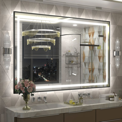 Wayfair Basics® UL Certified Front & Back LED Anti-Fog Tempered Glass Framed Bathroom/Vanity Mirror 
