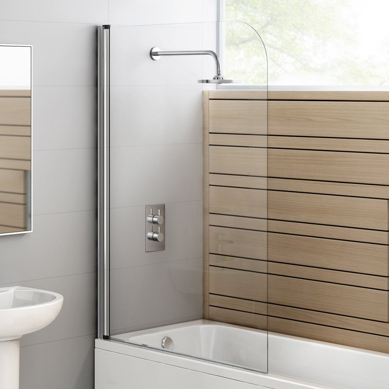 iBathUK 1000mm Modern Pivot Bath Shower Glass Screen Reversible Door Panel
