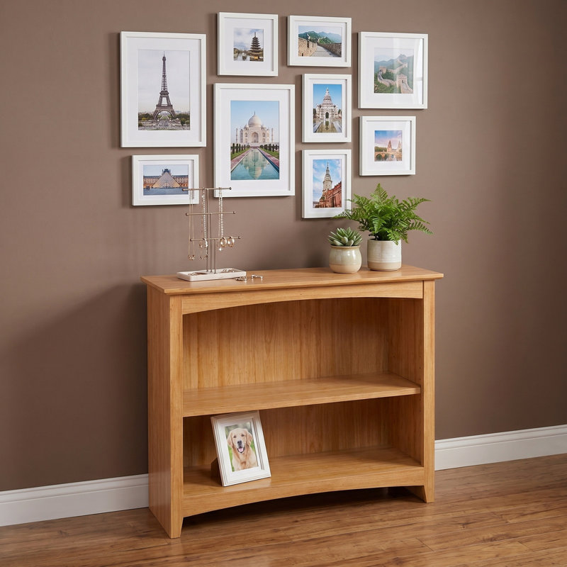 Malani 36" H Solid Wood Classic Bookcase, Natural, (2 Shelves) 29"H x 37.75"W x 12.875"D