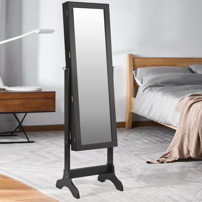 Armoire à bijoux avec miroir 16,1 po Velan, Brun