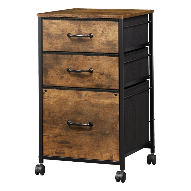15.4 " Wide 3 Vertical Filing Cabinet, Rustic Brown