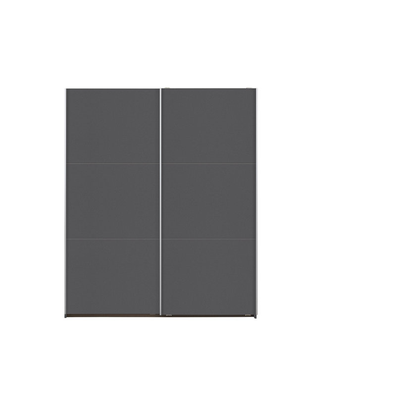 Santiago sliding door wardrobe, 210cm H x 175cm W x 59cm D, Basic, Grey Metallic
