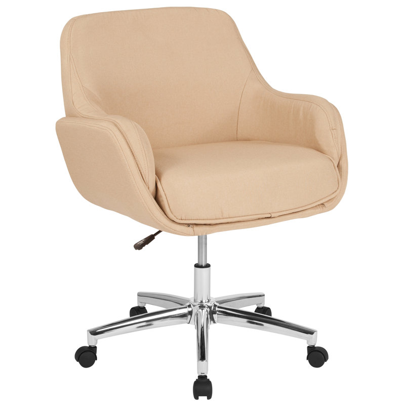 LÃ¼ders Home and Office Upholstered Mid-Back Molded Frame Office Chair, Beige