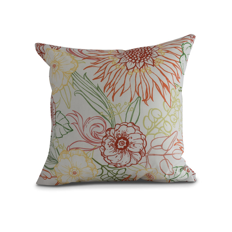Cuban Flare Floral Reversible Throw Pillow, Orange, 26" x 26"