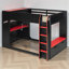 Lit mezzanine double avec bureau à hauteur réglable, tige de suspension et tête de rangement-1814950405