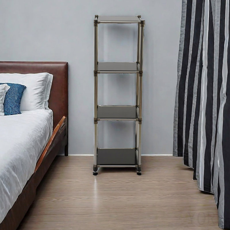 4 tablettes de rangement en acier inoxydable, capacité de charge de 100 lb par noir, pour le garage, le sous-sol, la buanderie, l'organisation intérieure / extérieure