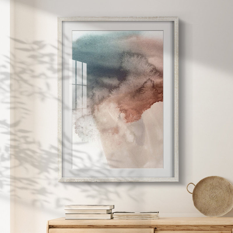 Red Ochre abstrait III - impression encadrée, H 25,5 po x l 17,5 po, Blanc