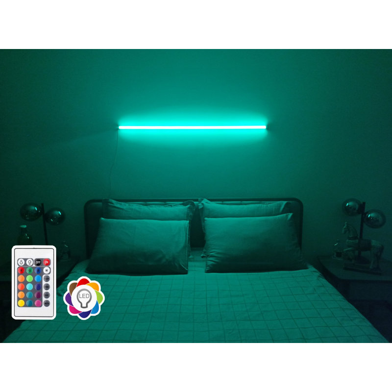 Lampe murale élégante avec télécommande, corps en aluminium 47,2, revêtement électrostatique noir | 15 options de couleurs, 4 modes d'éclairage | Adaptateur 12V 2A, 8W-10W / m, 240 lumens, 3500K blanc chaud | Parfait pour la décoration de la maison et du bureau