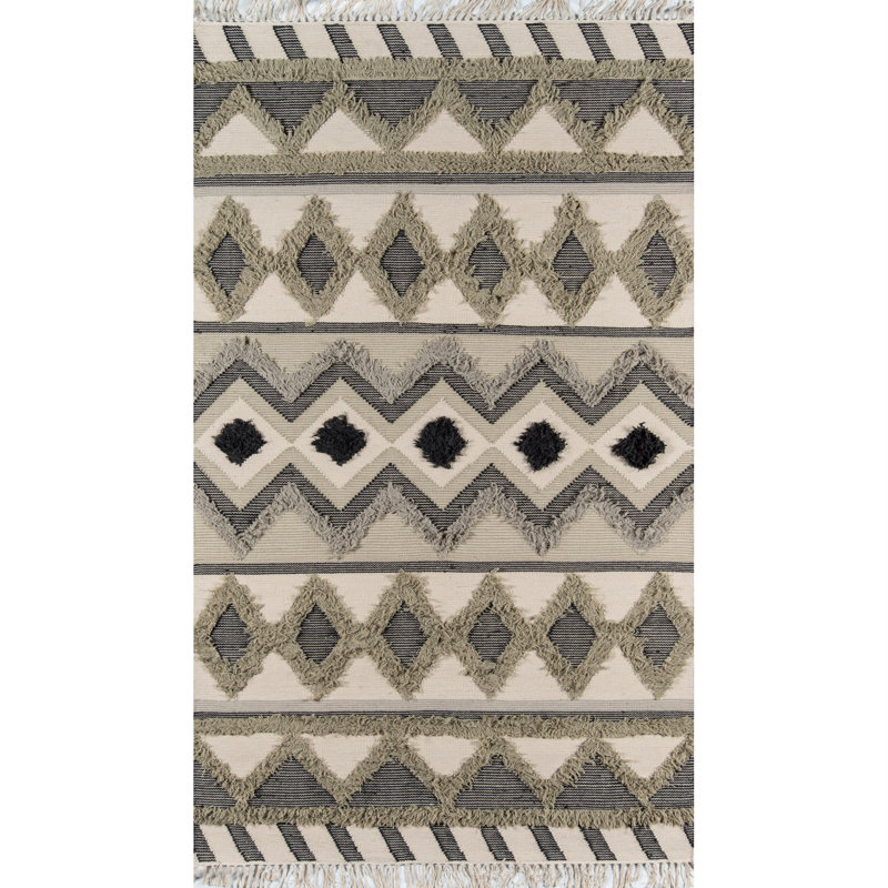 Wool Geometric Indoor Rug, Rectangle 2' x 3'