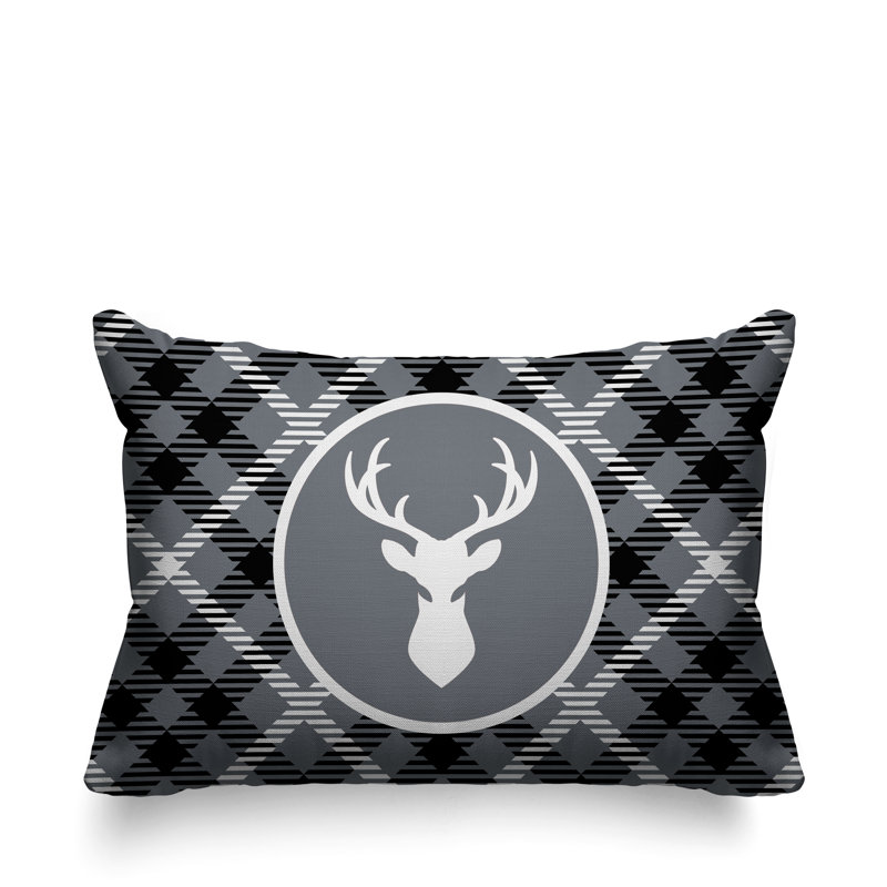 Coussin décoratif intérieur / extérieur Tartan Reindeer, Gris