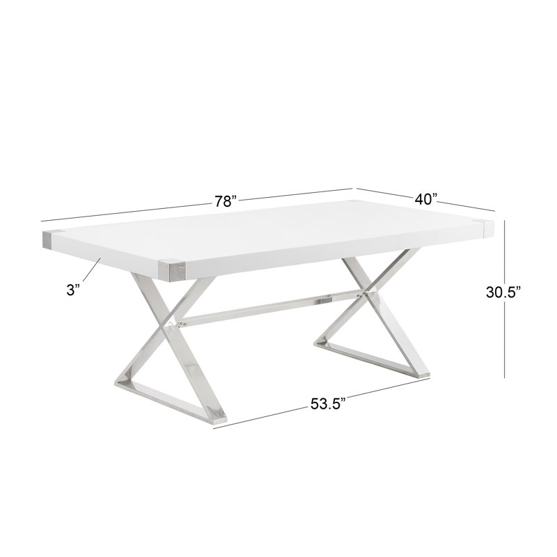 Kierstan Metal Base Dining Table, 78" L x 40" W, Silver