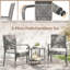 Ensemble de 3 meubles de patio avec coussins de siège et plateau de table en verre trempé gris et blanc-381155101