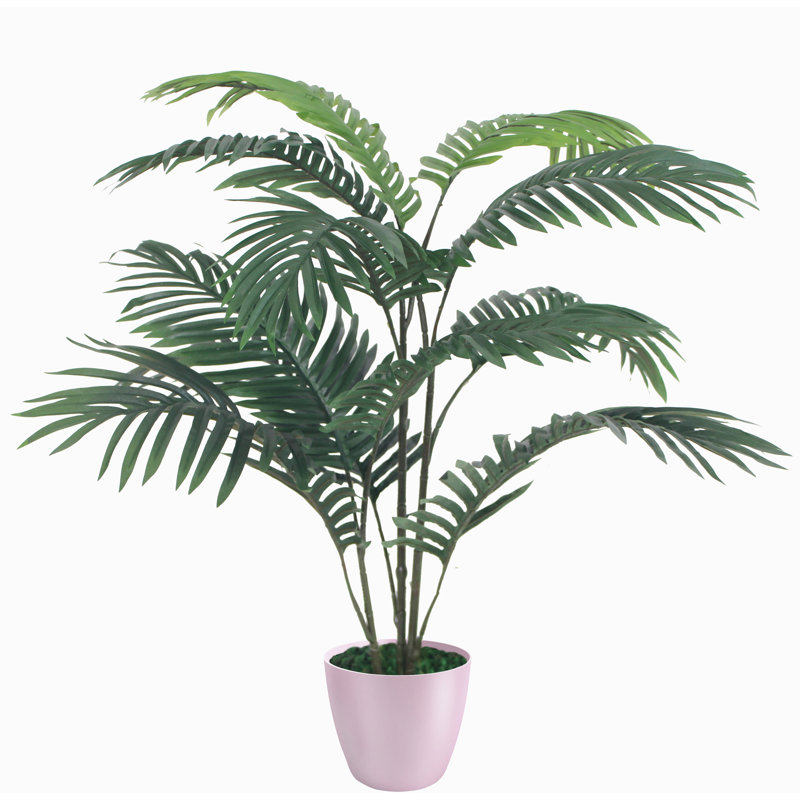 Faux Palm Plant in Planter, Pink, 90cm H x 75cm W x 20cm D