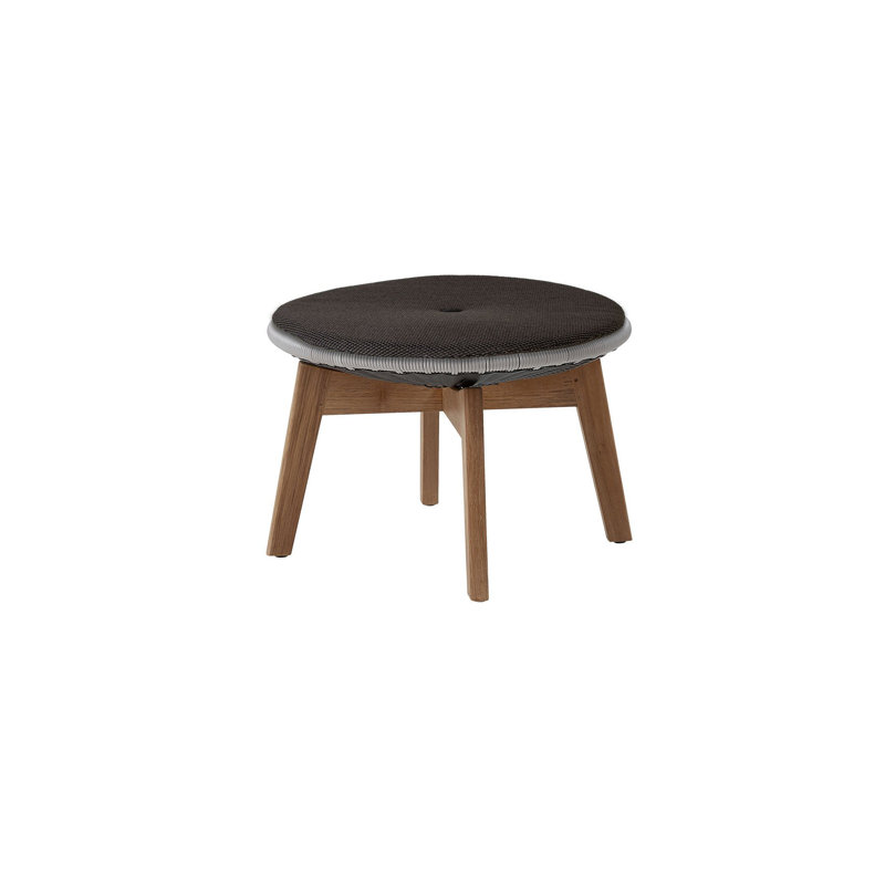 Peacock Outdoor Teak Ottoman, Gray/Light Gray
