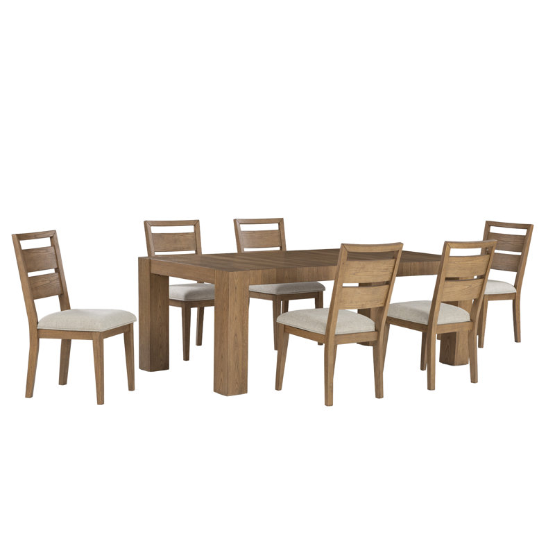 Evelyn Solid Wood 7pc Dining Set, Brown