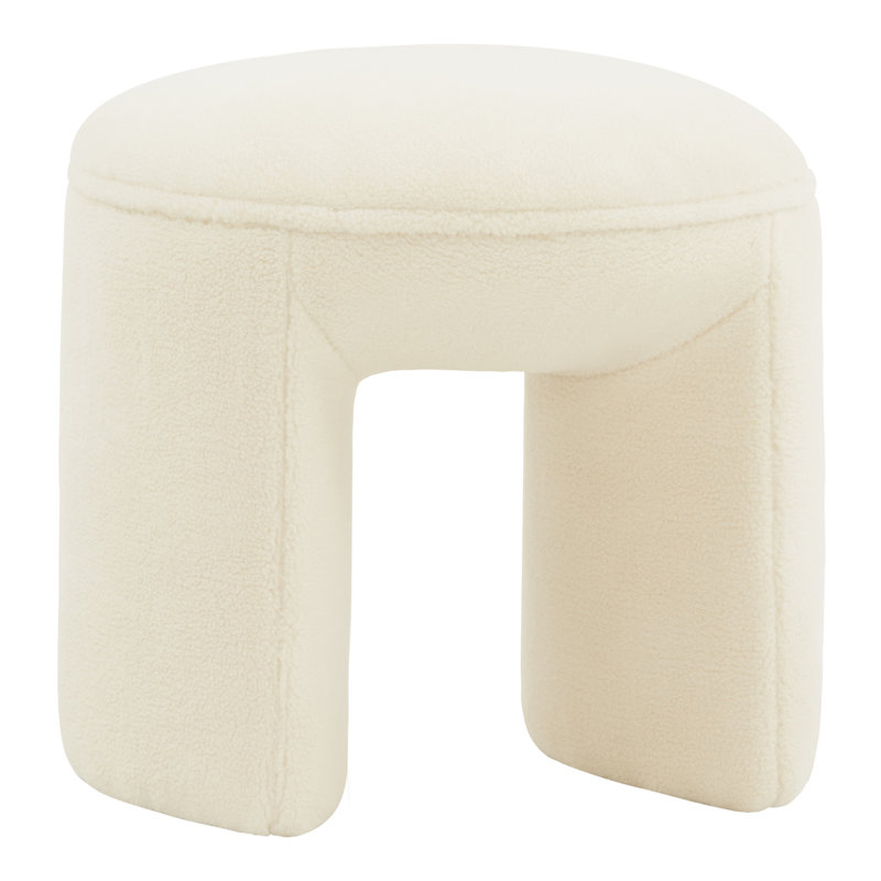 Tesni Upholstered Ottoman, Ivory Sherpa