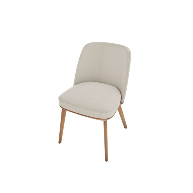 Foyer Upholstered Dining Chair with Wooden Base, Anouk Taupe, Canaletto Walnut