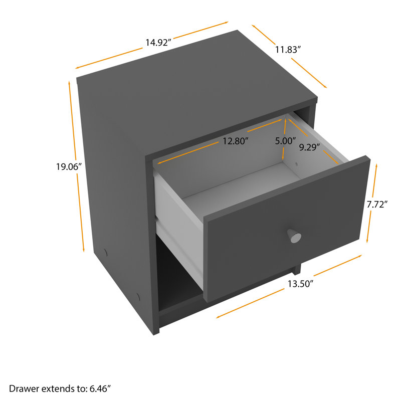 Clanton Small-Space 1 - Drawer Nightstand, Gray