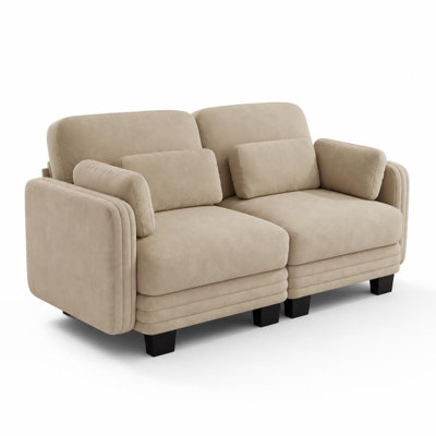 Canapé 2 places modulaire minimaliste et moderne à capitonnage canal, avec dossier ergonomique réglable, coussins épais et confortables à haute résilience et revêtement doux pour la peau, idéal pour le salon, la chambre, les appartements et les petits espaces.