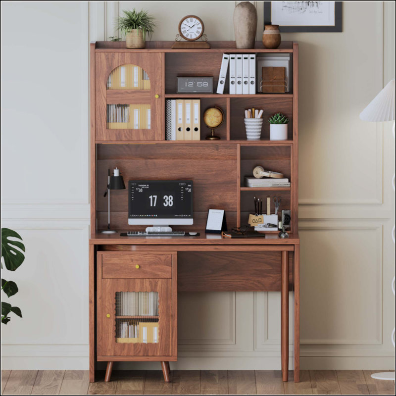 Bureau d'ordinateur avec bureau rotatif à 90 degrés, bureau avec tiroir de rangement et armoires, bureau de jeu avec tablettes, bureau d'étude, bureau de travail pour le bureau à domicile, salon, chambre à coucher