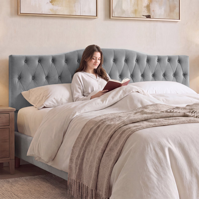 Tête de lit tapissier Aveigha, Très grand, Grey Velvet