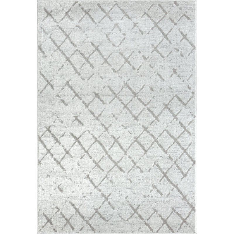 Hamdaan Geometric Performance Cream/Gray Area Rug, Rectangle 7'9" x 9'9"